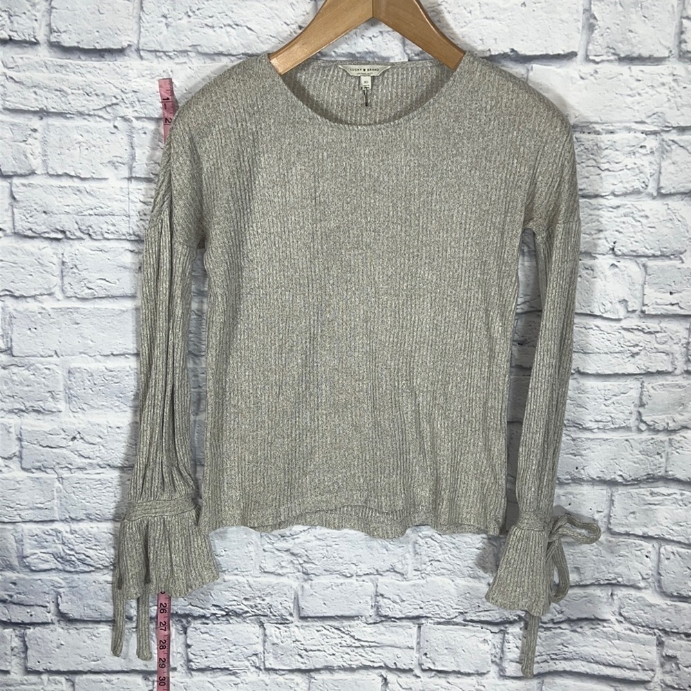 Lucky Brand women's fashion knit tie sleeve rib pullover top - Picture 6 of 14